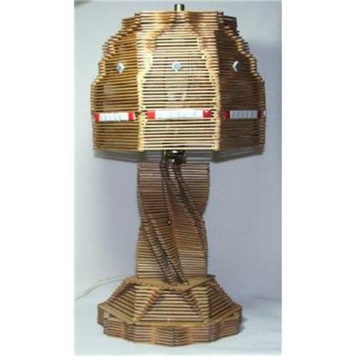 Vintage / Antique Folk Art Popsicle Stick Lamp 2139305