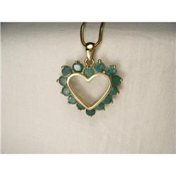 Lovely Estate 10K 14K YG Emerald Heart Pendant #2139504