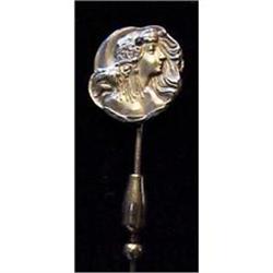 14k Mucha style profile stickpin #2139531