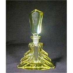 Vintage Yellow Cut Glass Perfume Bottle #2139542