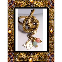 Vintage angelskin coral exotic SNAKE ring #2139556