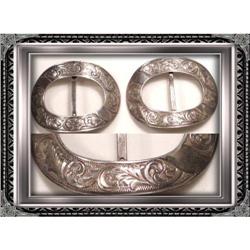 2 Hallmark STERLING chased SASH BUCKLES #2139557