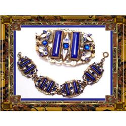 Vintage Czech Ornate Enamel Art Glass Bracelet #2139570