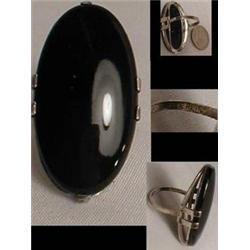 HUGE Swedish? Modernist sterling ONYX RING #2139576