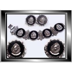 Vintage SIGNED Portrait Bracelet & Earrings #2139593