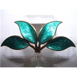 DA David Andersen Norway Sterling Green Broach #2139635