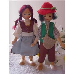 Doll Wooden Poland BOY AND GIRL  Wood 1970s #2139666