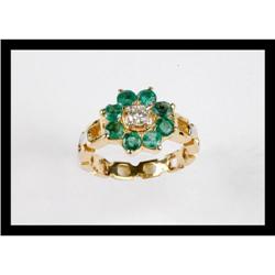 BEAUTIFUL DIAMOND , EMERALD YELLOW  GOLD RING #2152519