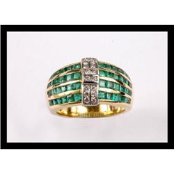 BEAUTIFUL DIAMOND , EMERALD YELLOW  GOLD RING #2152520