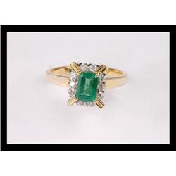 BEAUTIFUL DIAMOND , EMERALD YELLOW  GOLD RING #2152521