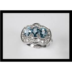 BEAUTIFUL DIAMOND , AQUAMARINE WHITE  GOLD RING#2152522
