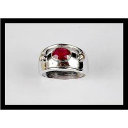 BEAUTIFUL DIAMOND , RUBY  WHITE  GOLD RING #2152523