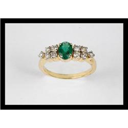 BEAUTIFUL DIAMOND , EMERALD YELLOW  GOLD RING #2152524