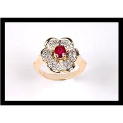BEAUTIFUL  DIAMOND  AND RUBY  YELLOW GOLD RING #2152528