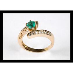 BEAUTIFUL  DIAMOND ,EMERALD  YELLOW GOLD RING #2152530