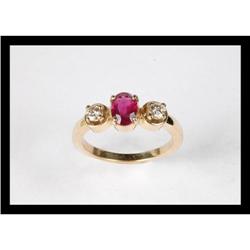 BEAUTIFUL  DIAMOND AND RUBY YELLOW GOLD RING #2152533
