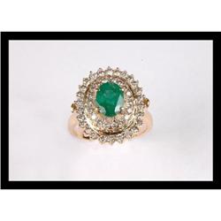 BEAUTIFUL  DIAMOND AND EMERALD YELLOW GOLD RING#2152535