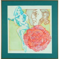 Szafran The Green Dress surrealist watercolor #2152582