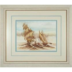 MacIssac ORIGINAL watercolor sailboats maritime#2152584