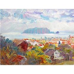 "Boats on the River Savve" impressionism oil #2152758