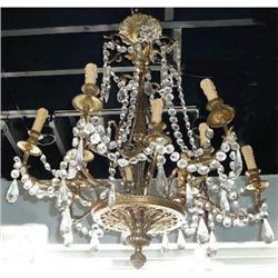 Antique Bronze and Crystal Chandelier Fixture #2152820