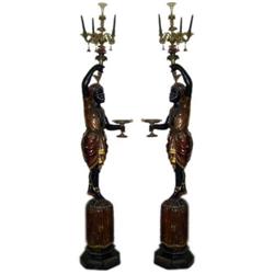 Pair of Large Venetian Figural Nubian Torcheres#2152856