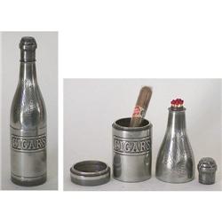 Antique SILVER PLATED CIGAR DECANTOR Bottle #2152864