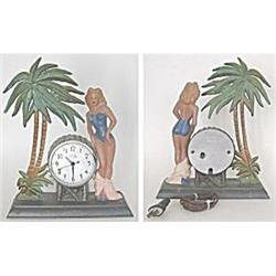 1940s Metal Hula Hawaiian Girl Clock #2152872
