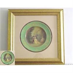 Framed China Plaque Decorated  Signed  Leslie #2152891