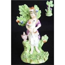 Staffordshire Pottery Figurine Girl With Lamb #2152898