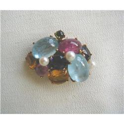 VINTAGE 1 3/4" MULTI-GEM NECKLACE CLASP #2152977