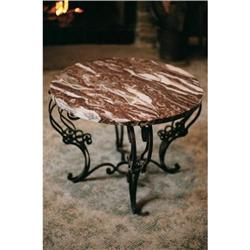 Marble Top  Scrolled Iron Lamp Table #2152987