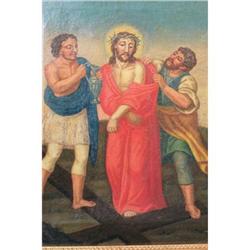 18th C. Spanish School Oil with Christ #2152990