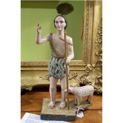 19th Century Mexican Santo Isadore with Sheep #2152999