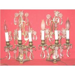 A Pair of French Bronze & Crystal Sconces(lamp)#2153019