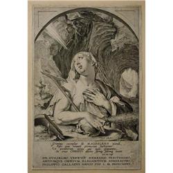 Mary Magdalen in a Cave Engraving by Galle #2153047
