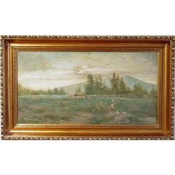 "Woman and Geese," Oil on Canvas - Early 1900s #2153049