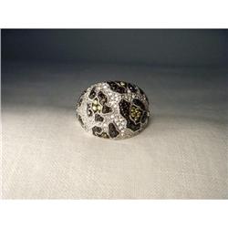 18K WG Gold Black Yellow Diamond Rose Ring #2153063