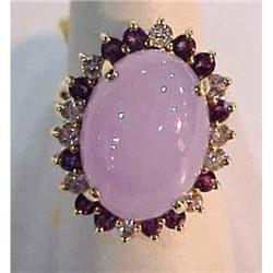 Lavender jade, amethyst & diamond ring #2153083