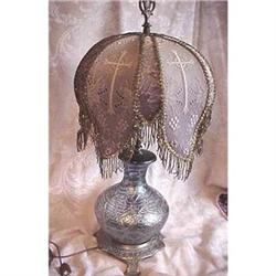 Gothic art glass lamp and custom shade #2153085