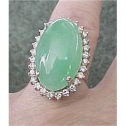 Jade and diamond 18k white gold ring #2153093