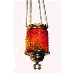 Antique Hanging Amberina Glass Lamp #2153128