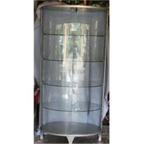 Modern Silver N Glass Oval Lighted Lock Curio 2153156