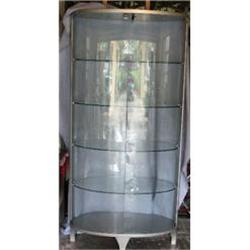 Modern Silver n Glass Oval Lighted Lock Curio #2153156