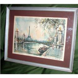 Signed original  watercolor Scape of  Paris #2153343
