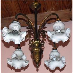 French Bronze opal glass shades chandelier  #2153358