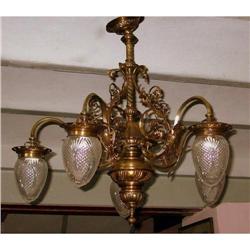 French Bronze gilt Chandelier cut glass shades #2153375