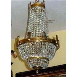 PAIR French bronze brass crystal chandelier   #2153378
