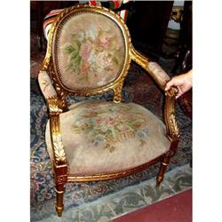PAIR Louis XVI French gilt wood armchair #2153380
