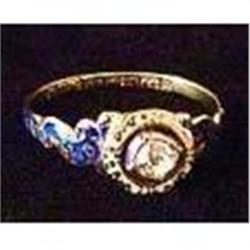 15K Yellow Gold, Enamel and Diamond Ring #2153398